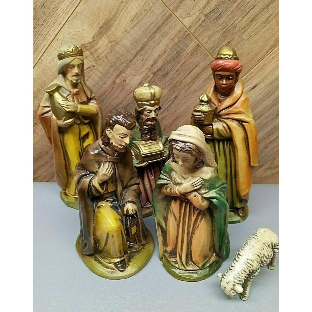 6 Pc Vintage Japan Nativity Set (no baby Jesus) 3 Kings Mary Joseph 6" to 7.5" T